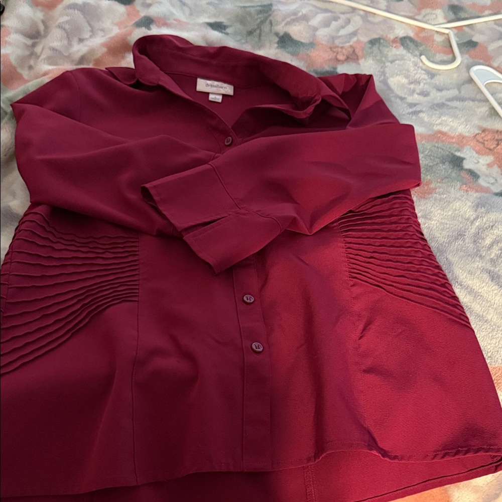 Dressbarn Burgundy Button Down Shirt
